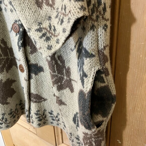 Alps Fine Apparel Womens Vintage 90s Wool USA Leaf Cardigan Size XL Beige FA EXC - Picture 4 of 12